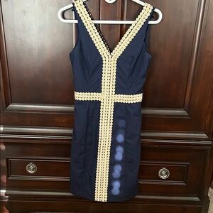 Elegant Navy and Cream Dress